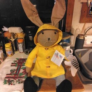Adorable Yellow Raincoat Bunny Plush